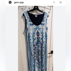 Avenue Long Blue Maxi Dress Sundress Womens Plus 18/20 1X Beach Vibes